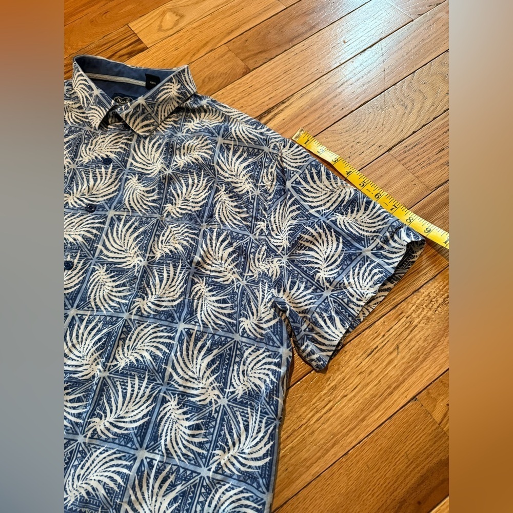Nat Nast Luxury Originals Silk/Cotton Blend Palm Leaf Blue Hawaii Shirt Mens XXL - Picture 11 of 12